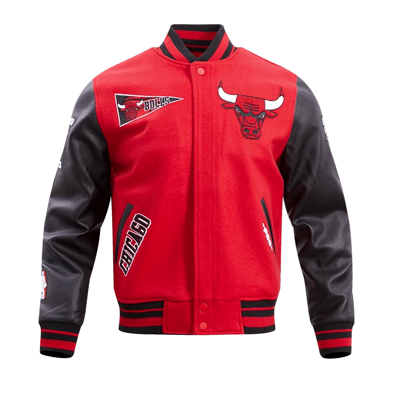 NBA CHICAGO BULLS RETRO CLASSIC MEN'S RIB WOOL VARSITY JACKET (RED/BLACK)