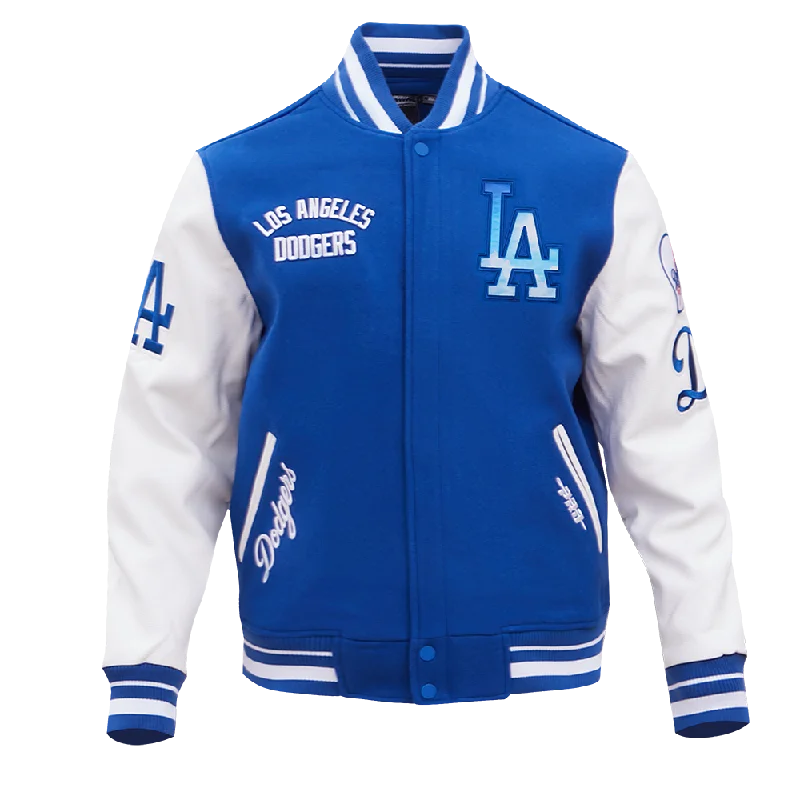 MLB LOS ANGELES DODGERS CITY CENTRIC MEN'S RIB WOOL VARSITY JACKET (DODGER BLUE/WHITE)