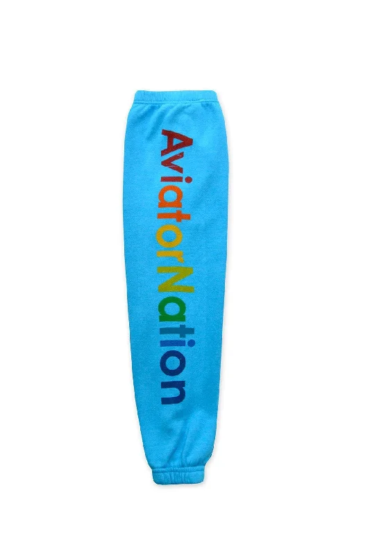 KID'S AVIATOR NATION SWEATPANTS - NEON BLUE