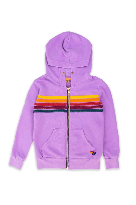 KID'S 5 STRIPE HOODIE - NEON PURPLE