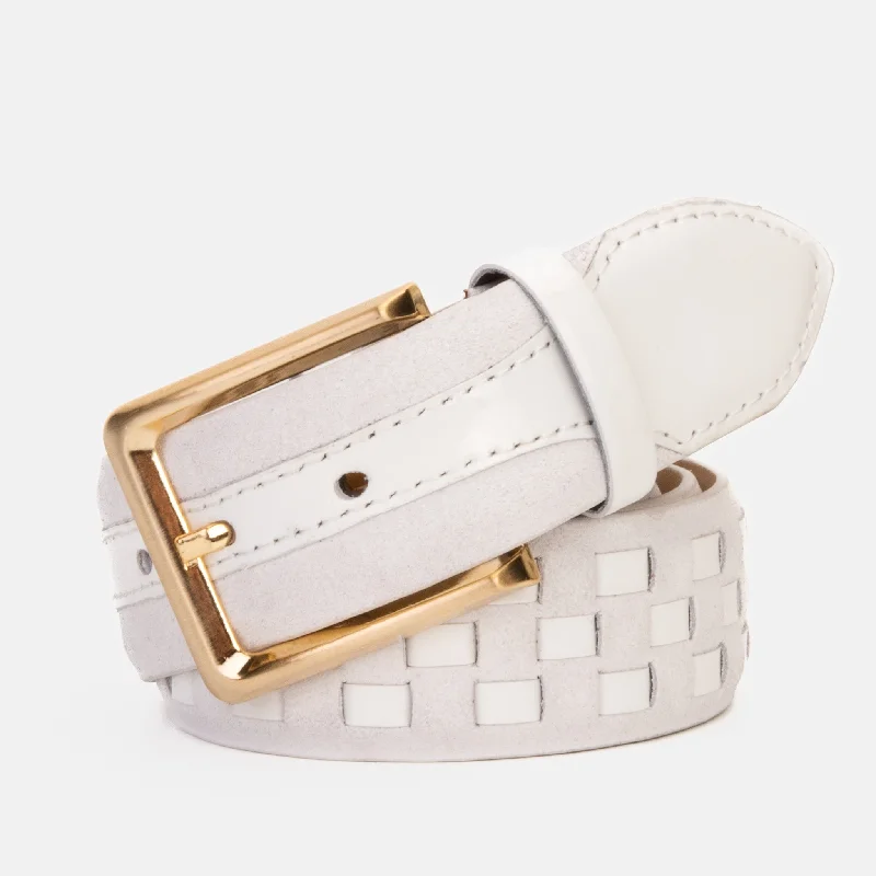 The Eugene White & Gold Woven Leather Belt