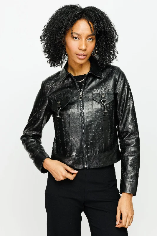 The Piane Black Leather Women Jacket