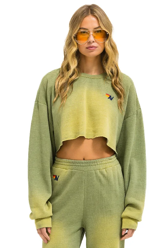 ESSENTIAL CROPPED CREW SWEATSHIRT RELAXED - FADED ARMY