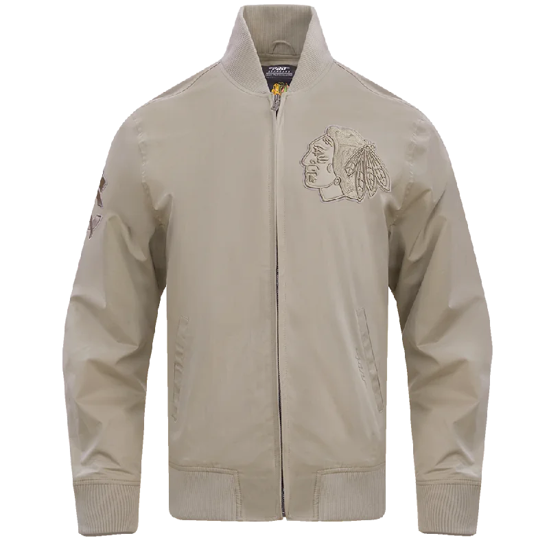 NHL CHICAGO BLACKHAWKS NEUTRAL TWILL JACKET (TAUPE)