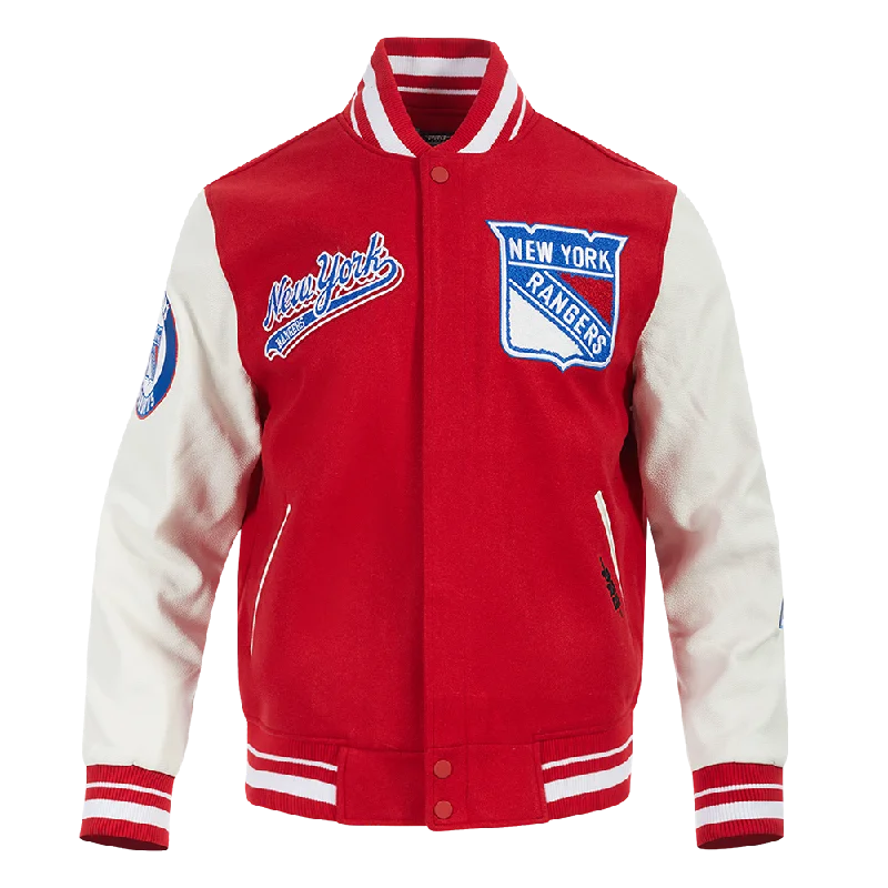 NHL NEW YORK RANGERS SCRIPT TAIL MEN'S RIB WOOL VARSITY (RED/WHITE)