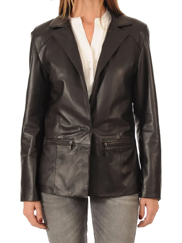 Koza Leathers Women's Real Lambskin Leather Blazer BW041