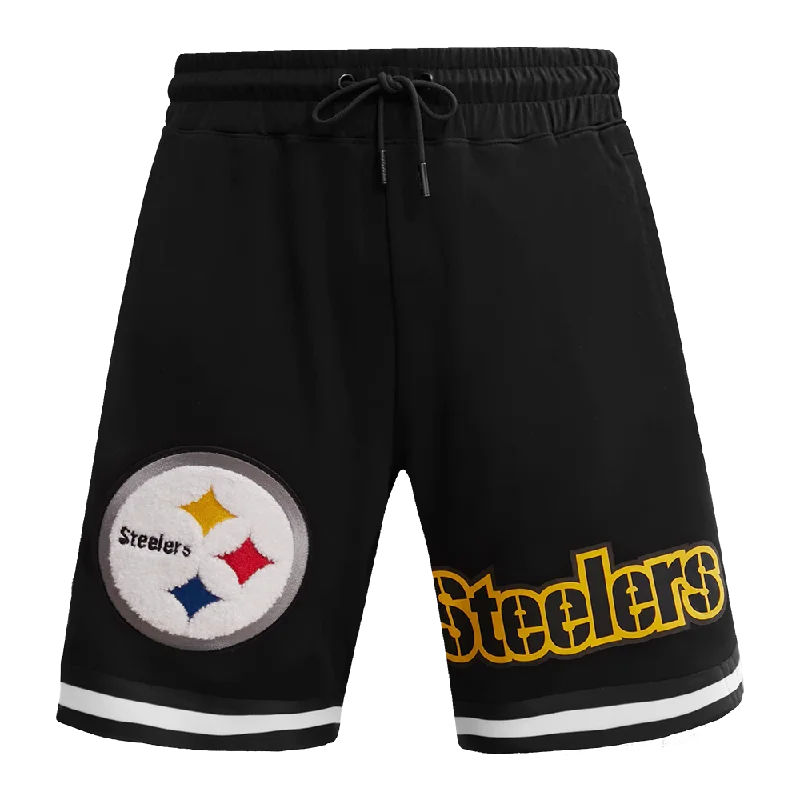 NFL PITTSBURGH STEELERS CLASSIC CHENILLE MEN'S DK SHORT (BLACK)