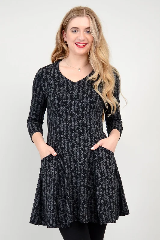 Wilma Tunic, Charcoal Paisley, Bamboo - Final Sale