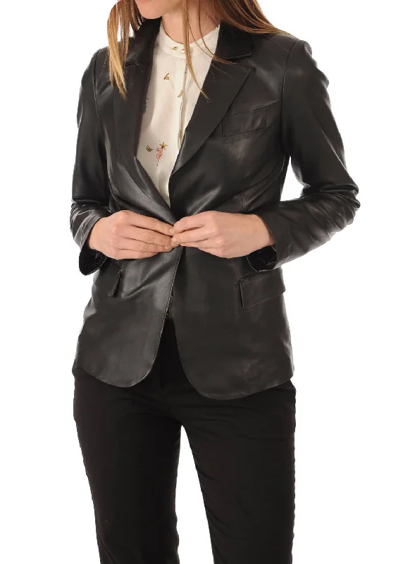 Koza Leathers Women's Real Lambskin Leather Blazer BW040