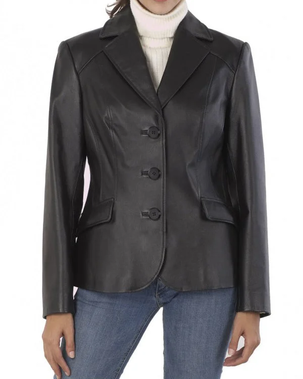 Koza Leathers Women's Real Lambskin Leather Blazer BW103