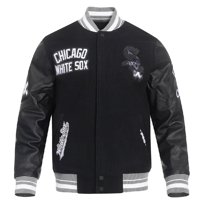 MLB CHICAGO WHITE SOX CITY CENTRIC MEN'S RIB WOOL VARSITY JACKET (BLACK/GRAY)