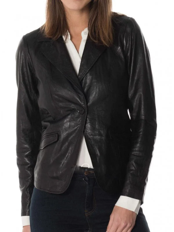 Koza Leathers Women's Real Lambskin Leather Blazer BW107