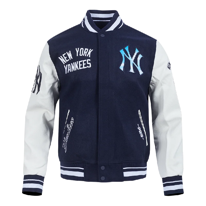 MLB NEW YORK YANKEES CITY CENTRIC MEN'S RIB WOOL VARSITY JACKET (MIDNIGHT NAVY/WHITE)