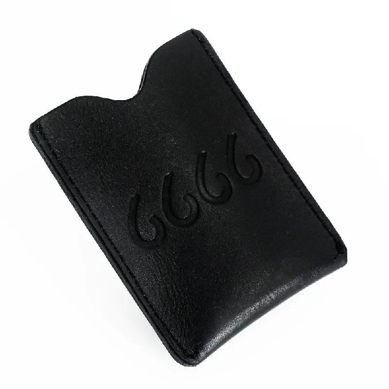 Four Sixes Leather Money Clip Wallet- Black