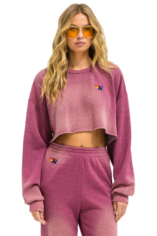 ESSENTIAL CROPPED CREW SWEATSHIRT RELAXED - FADED BERRY