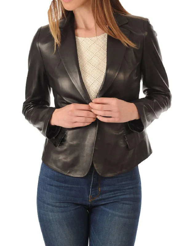 Koza Leathers Women's Real Lambskin Leather Blazer BW037