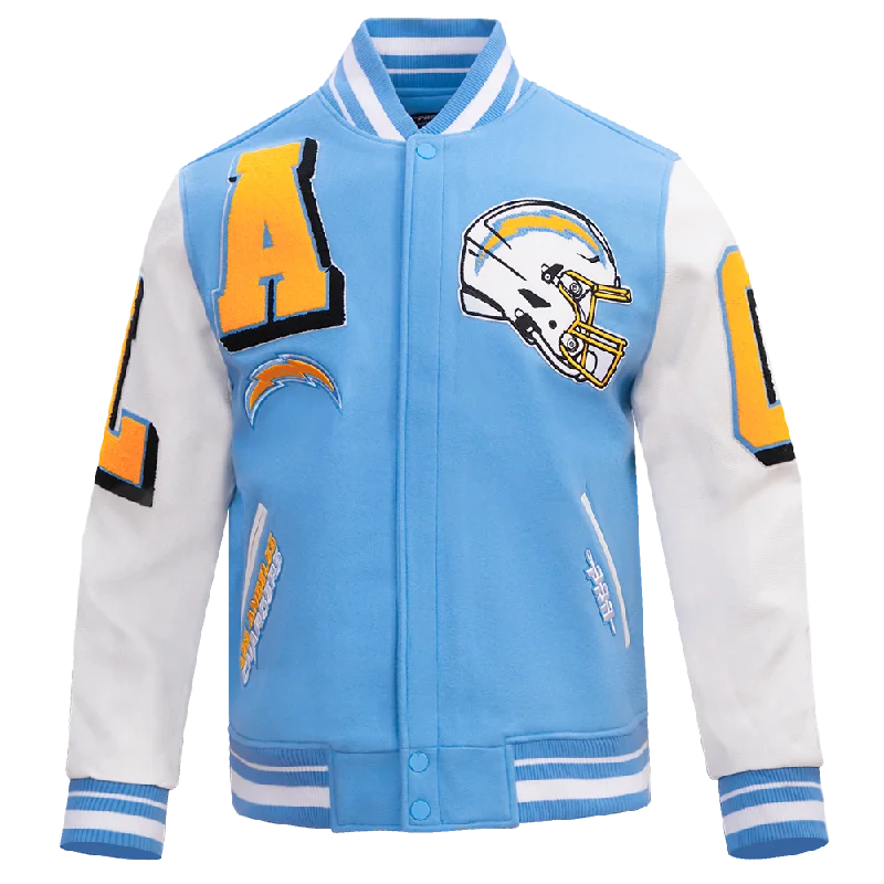 NFL LOS ANGELES CHARGERS MASHUP MEN'S RIB WOOL VARSITY JACKET (UNIVERSITY BLUE/WHITE)