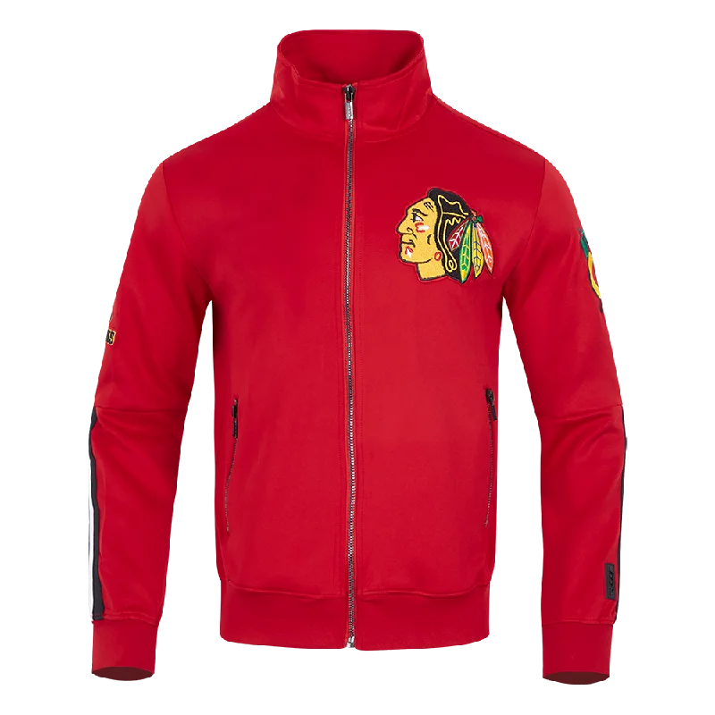 NHL CHICAGO BLACKHAWKS CLASSIC CHENILLE MEN'S DK TRACK JACKET (RED/BLACK)