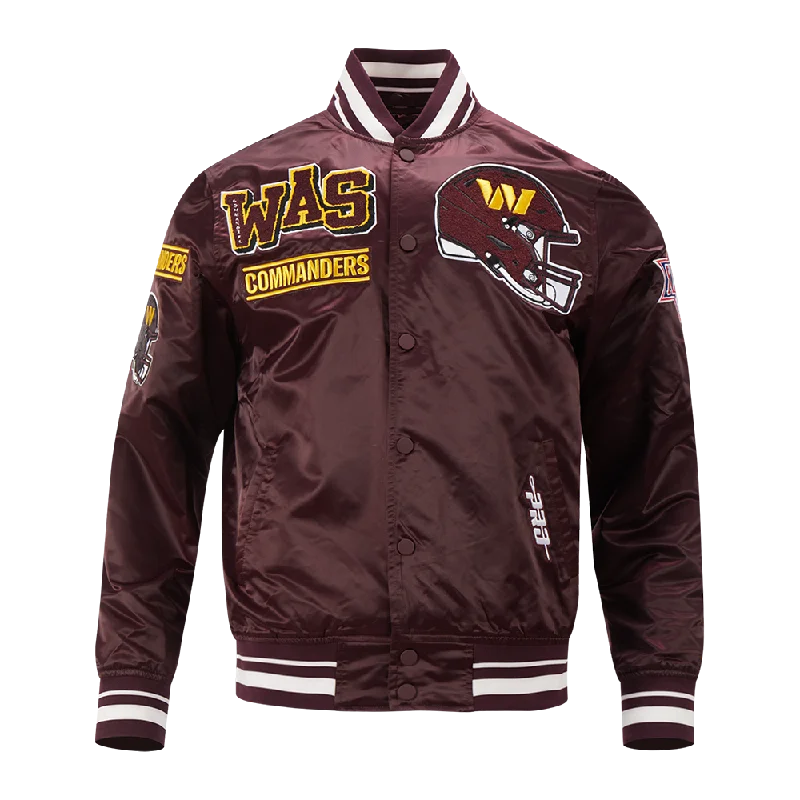 NFL WASHINGTON COMMANDERS MASHUP MEN'S RIB SATIN JACKET (WINE)