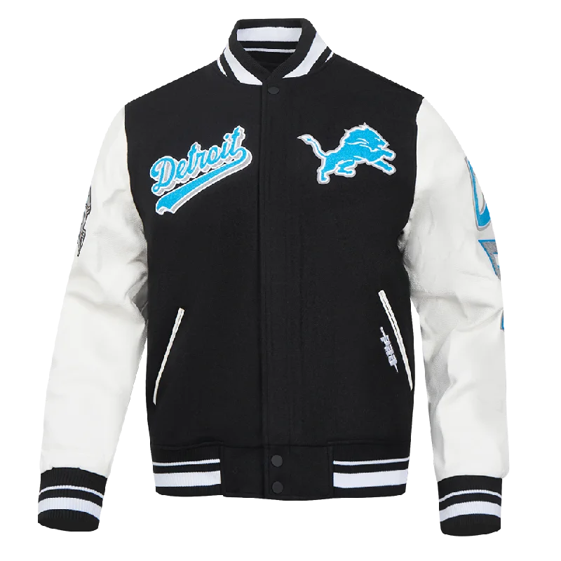 NFL DETROIT LIONS SCRIPT TAIL MEN'S RIB WOOL VARSITY (BLACK/WHITE)