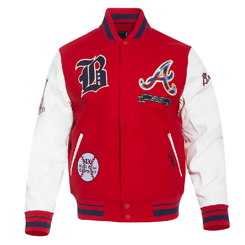 MLB ATLANTA BRAVES PRO PREP MEN'S WOOL VARSITY JACKET (RED/WHITE/MIDNIGHT NAVY)