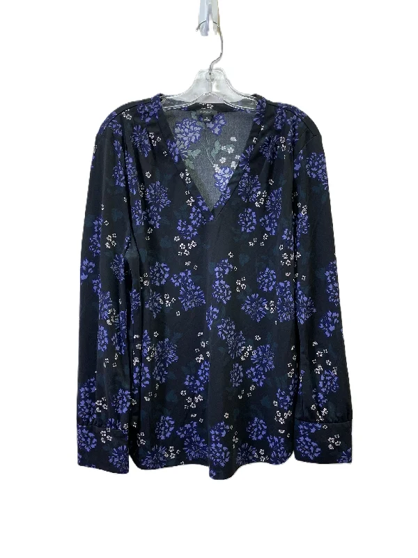 Top Long Sleeve By Ann Taylor In Black & Purple, Size: Xl