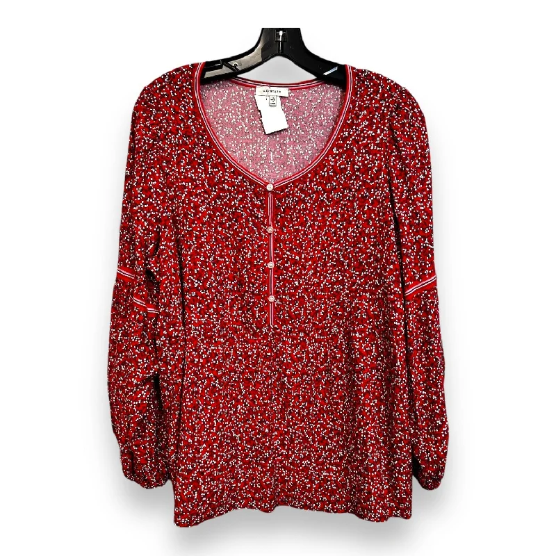 Top Long Sleeve By Max Studio In Red, Size: 1x