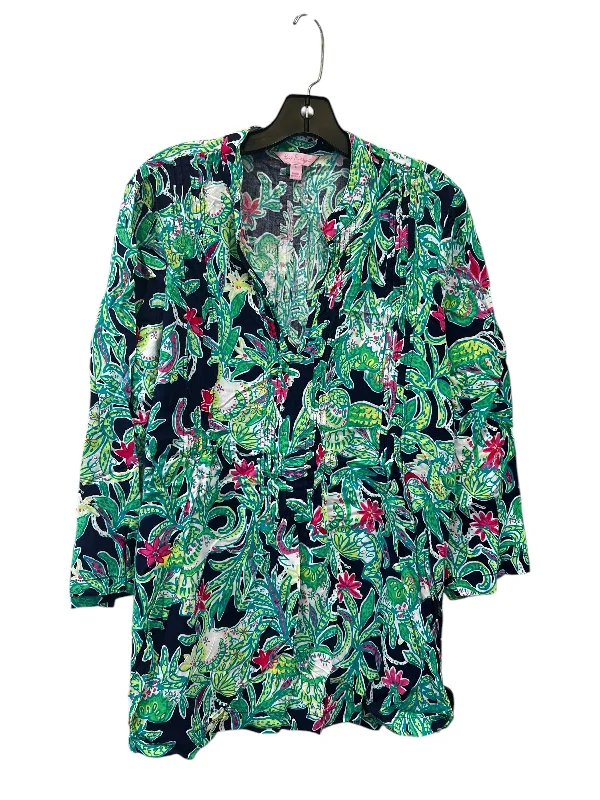 Top Long Sleeve By Lilly Pulitzer In Blue & Green, Size: L