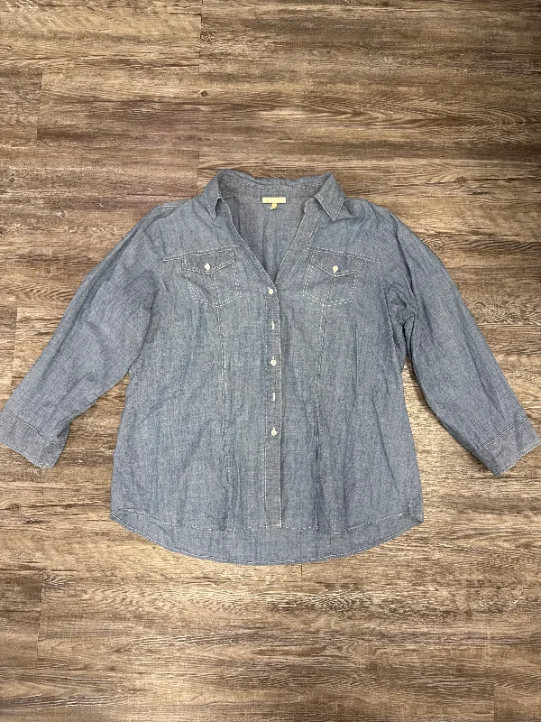 Top Long Sleeve By Clothes Mentor In Blue, Size: 1x