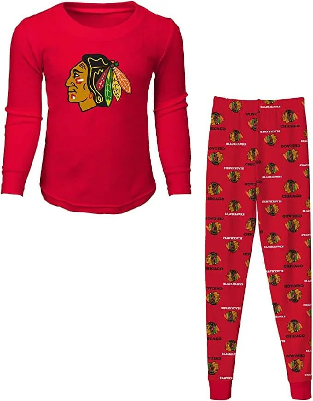 Chicago Blackhawks Toddler/Kids  Boys 2 Piece Pajama Set L/S Shirt and Pants Red