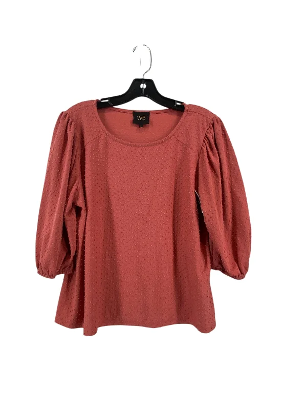 Top 3/4 Sleeve By W5 In Pink, Size: L