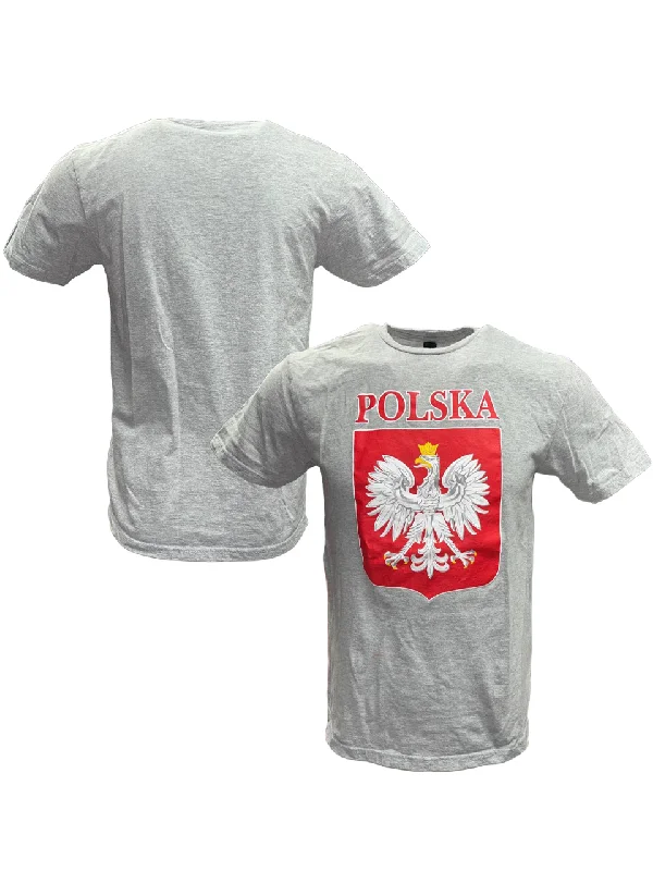 Bulk of Polish Men's Polska Printed Eagle Crest T-Shirt - Gray 12 Pack