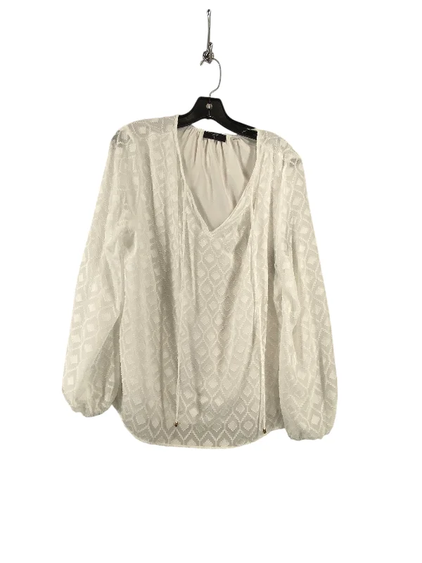 Top Long Sleeve By Tahari By Arthur Levine In White, Size: Xl