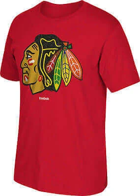 Chicago Blackhawks Hoodie Emblem Logo T-Shirt NHL Reebok Official Tee