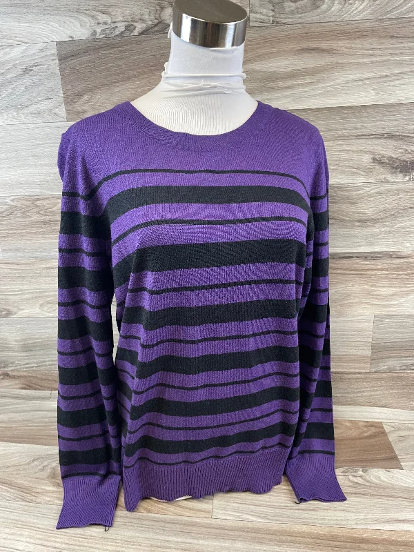 Top Long Sleeve By Liz Claiborne In Black & Purple, Size: L