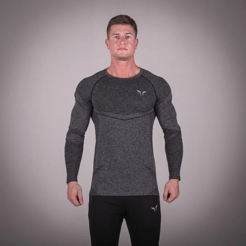 Seamless Dry-Knit Tee - Melange Grey in Full Sleeves