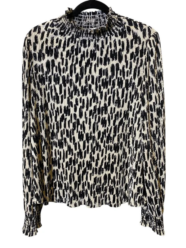 Top Long Sleeve By Ces Femme In Black & White, Size: L