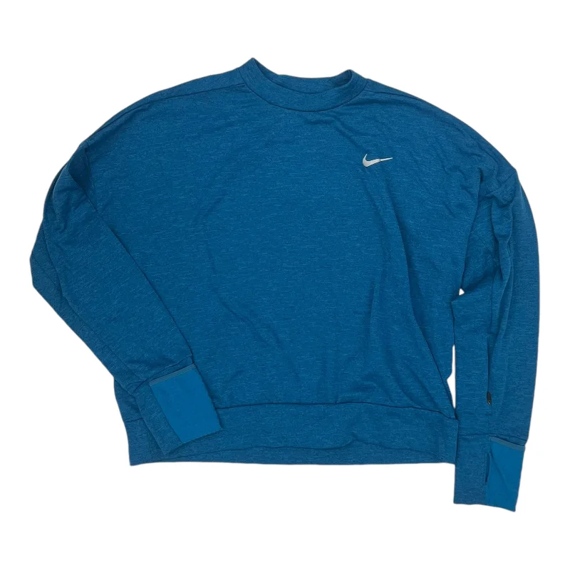 Athletic Top Ls Crewneck By Nike Apparel In Blue, Size:M