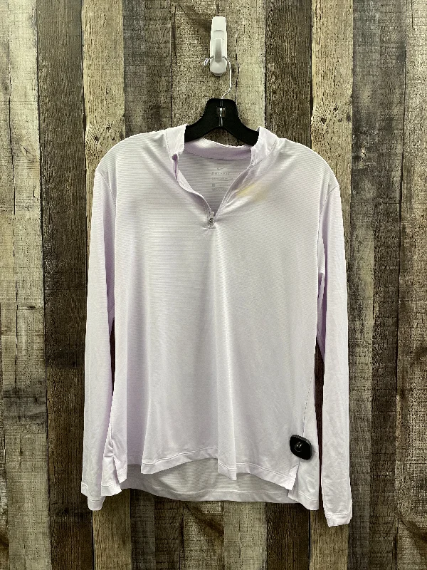 Athletic Top Long Sleeve Collar By Nike In Purple, Size: L