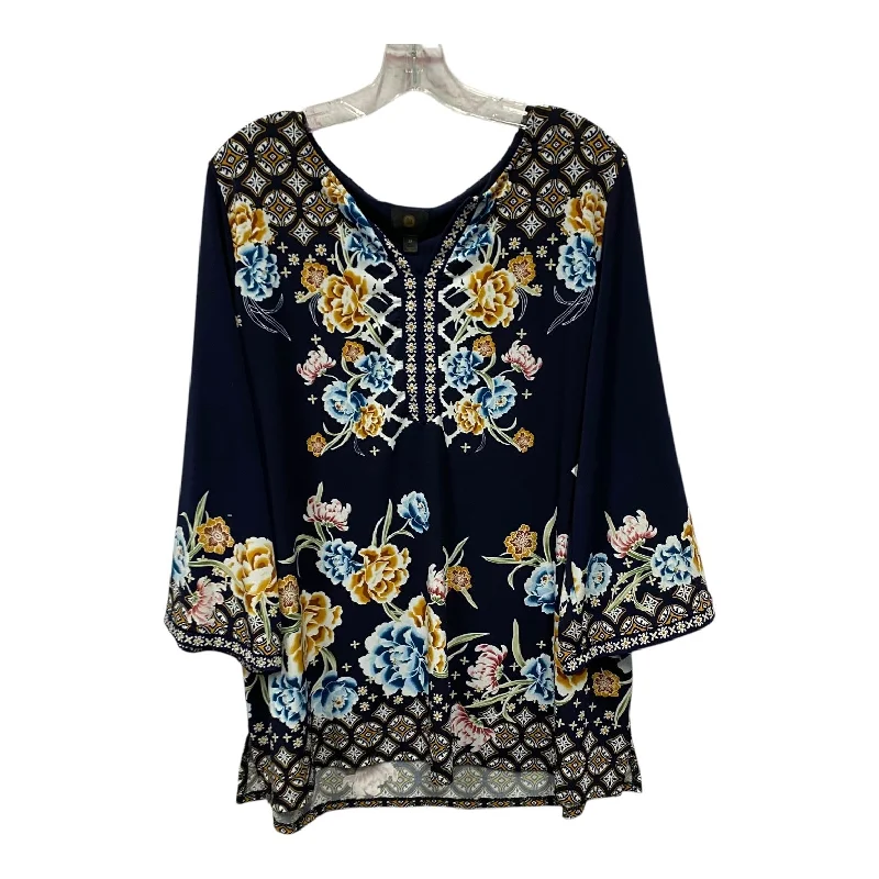 Top Ls By Jm Collections In Navy, Size:2X