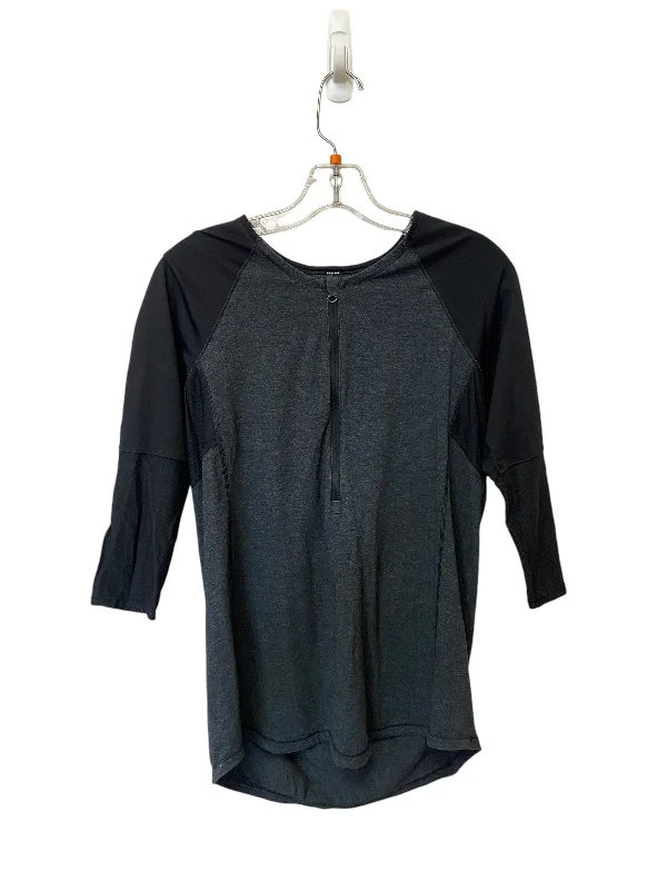 Athletic Top Long Sleeve Collar By Lululemon In Black & Grey, Size: S