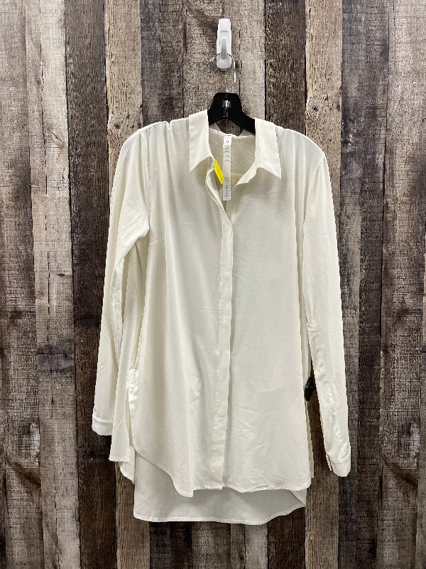 Athletic Top Long Sleeve Collar By Lululemon In Ivory, Size: 8