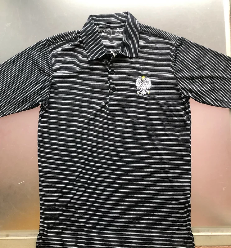 Poland Antigua Men's Polska Eagle Crest Black & White Polo