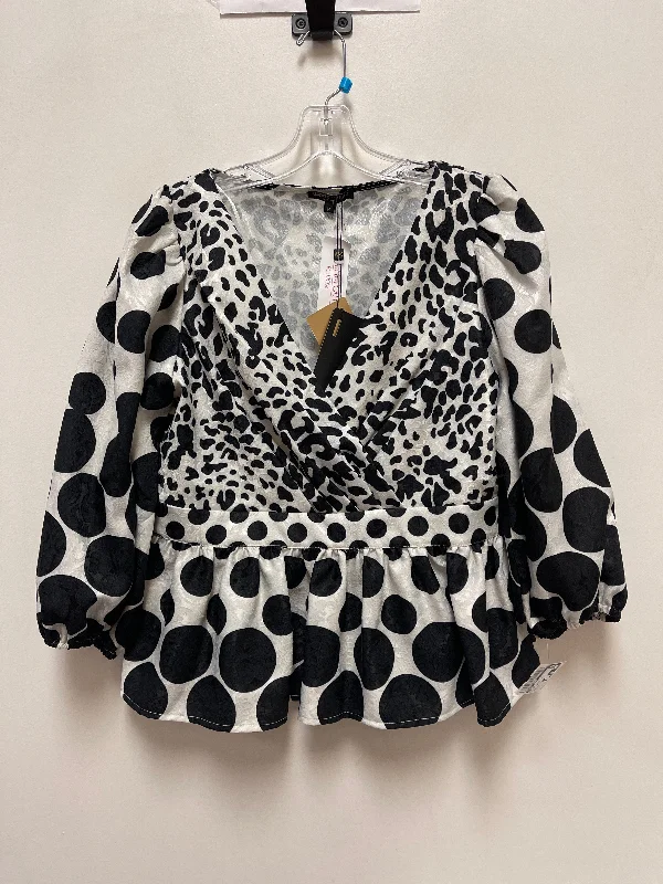 Top Long Sleeve By Alberto Makali In Black & White, Size: M