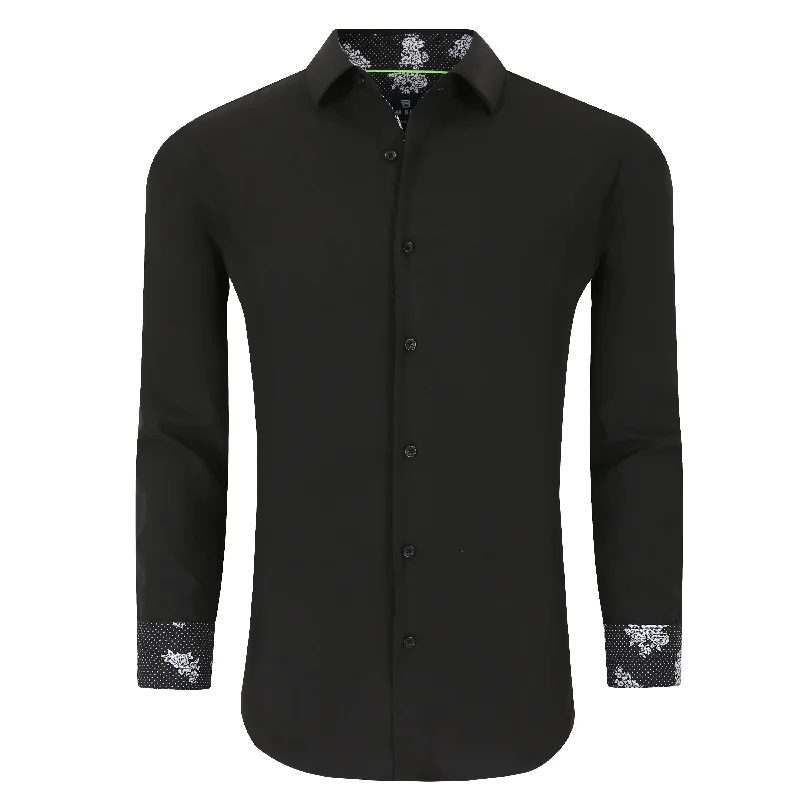 Tom Baine Slim Fit Performance Long Sleeve Geometric Button Down