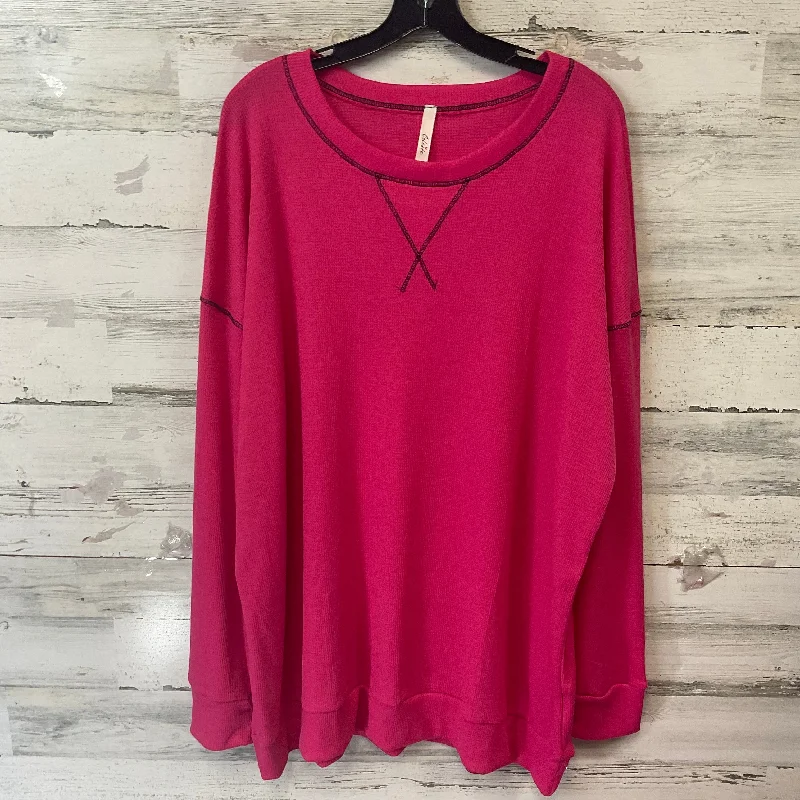 Top Long Sleeve By Celeste In Pink, Size: 3x