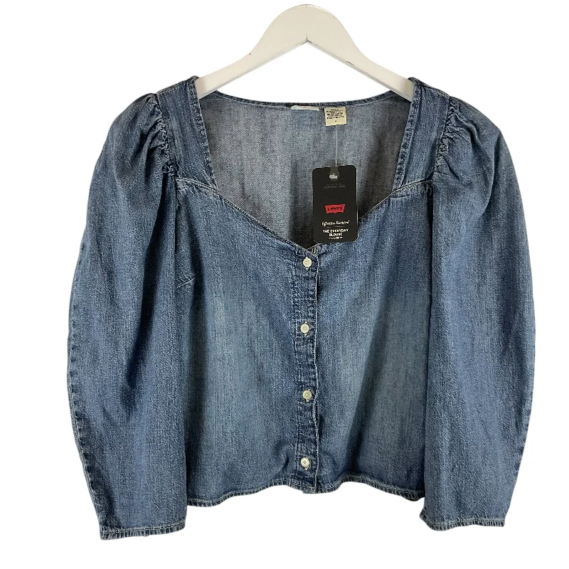 Top Long Sleeve By Levis In Blue Denim, Size: M