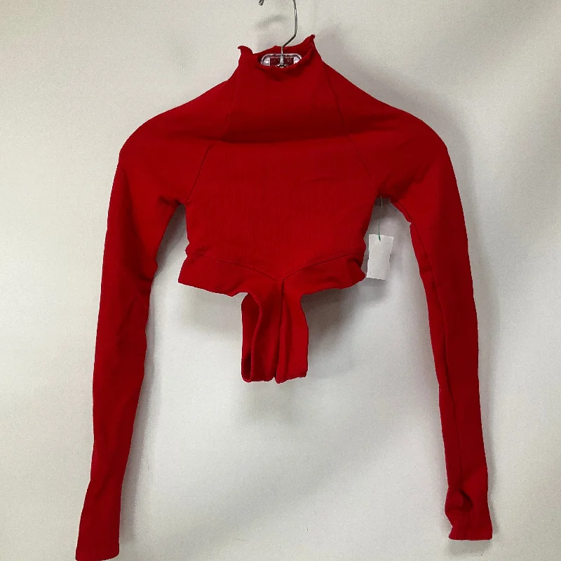 Athletic Top Long Sleeve Collar By Free People In Red, Size: Xs