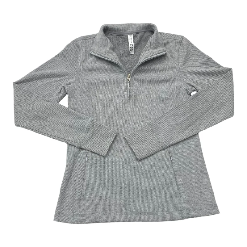 Athletic Top Long Sleeve Collar By Kyodan In Grey, Size: M