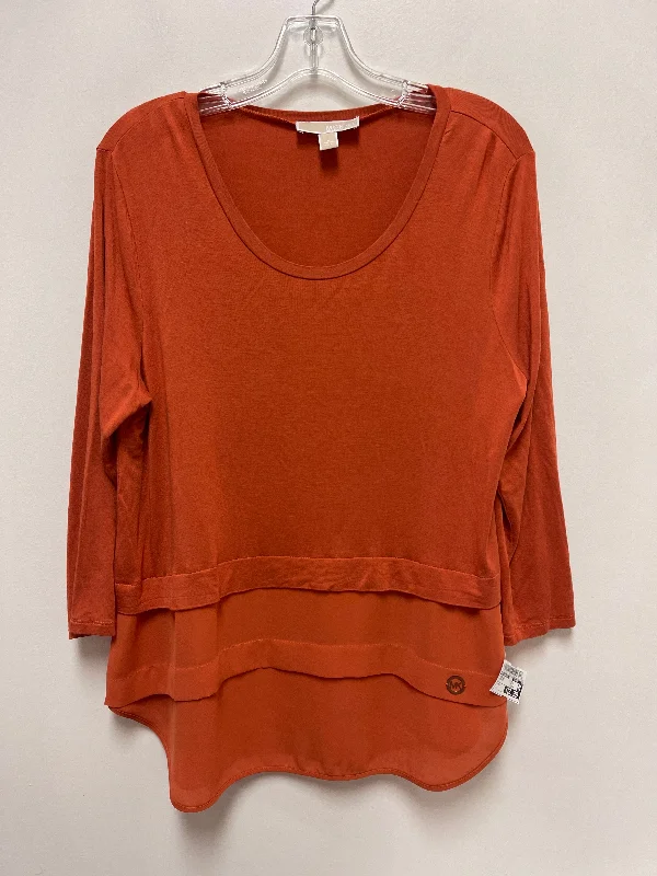 Top Long Sleeve By Michael By Michael Kors In Orange, Size: L